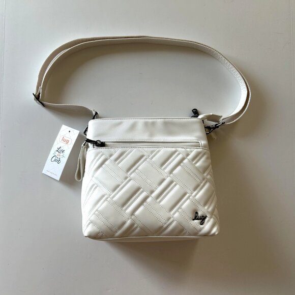 Lug Double Dip Satin Luxe VL Crossbody Bag Metallic Diamond White - Picture 6 of 11